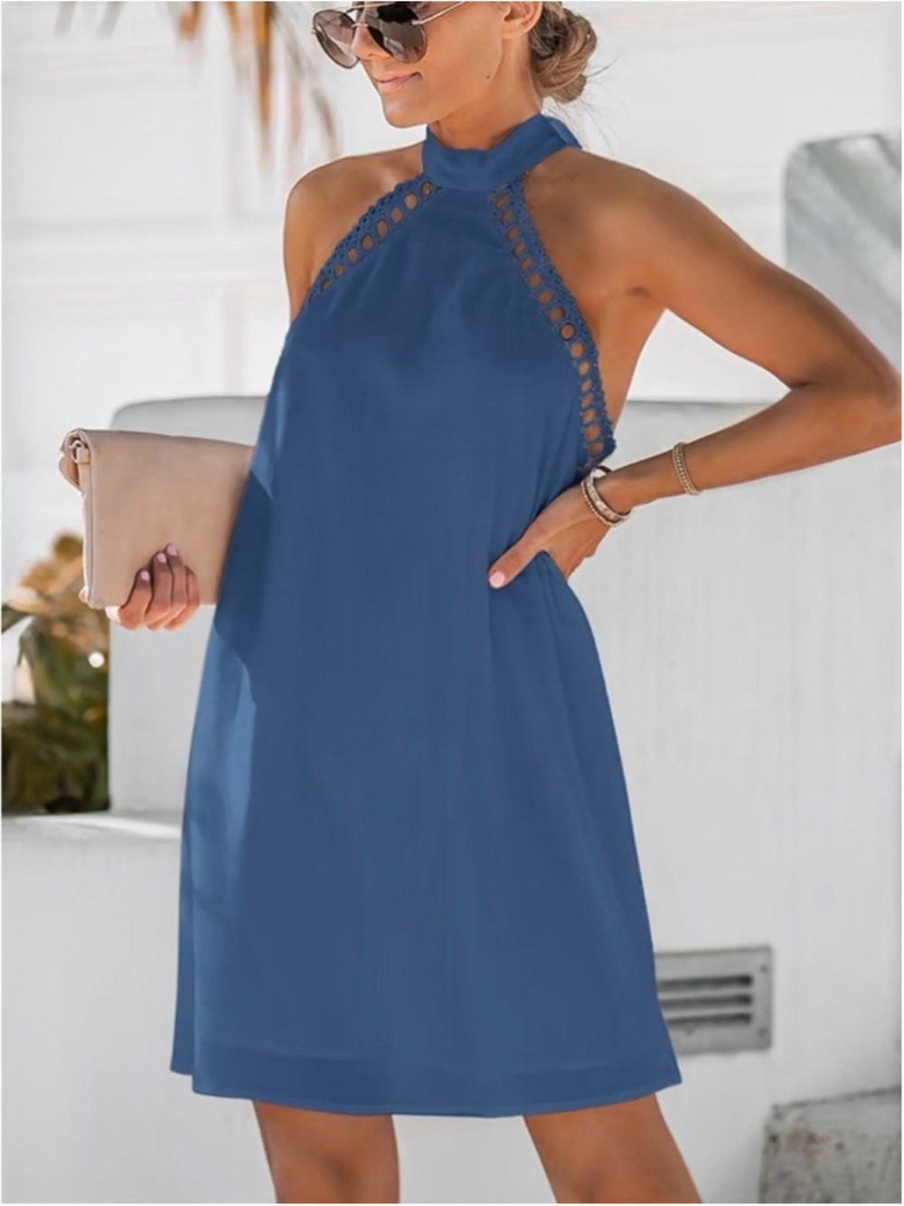 Deep Focus Blue Mini Dress size XL - Picture 1 of 6